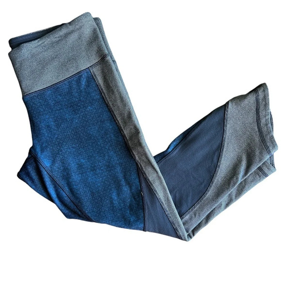 Lululemon Wunder Under Cropped Leggings Sashiko Inkwell Denim Blue - Size 6 - Picture 4 of 9